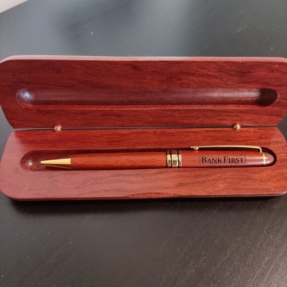 Vintage Wooden First Bank Pen with case - Picture 3 of 7
